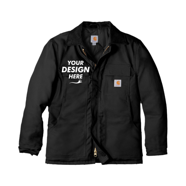Carhartt Duck Traditional Coat, Black, Front view, Mockup