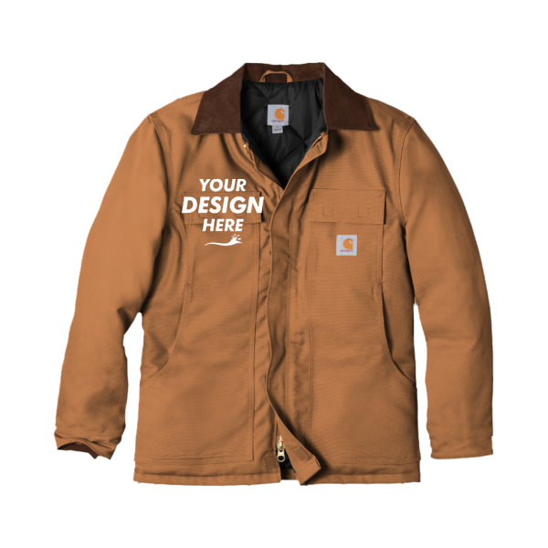 Carhartt Duck Traditional Coat, Carhartt Brown, Front view, Mockup