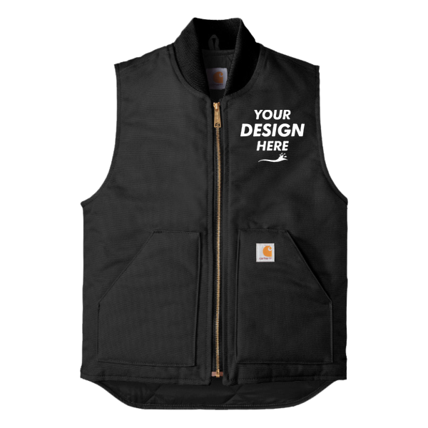Carhartt Duck Vest, Black, Front view, Mockup