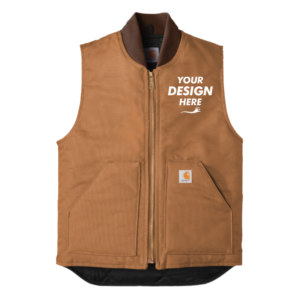 Carhartt Duck Vest, Carhartt Brown, Front view, Mockup