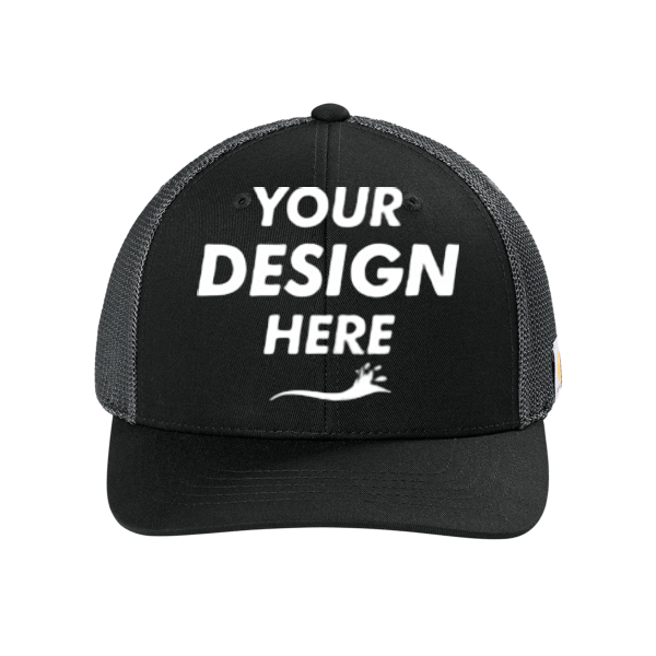 Carhartt Flexfit 110 ® Mesh Back Cap, Black / Asphalt Grey, Front view, Mockup