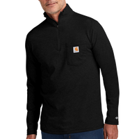 Carhartt Force ® 1/4 Zip Long Sleeve T Shirt, Black, Front view