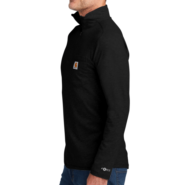 Carhartt Force ® 1/4 Zip Long Sleeve T Shirt, Black, Left Sleeve view