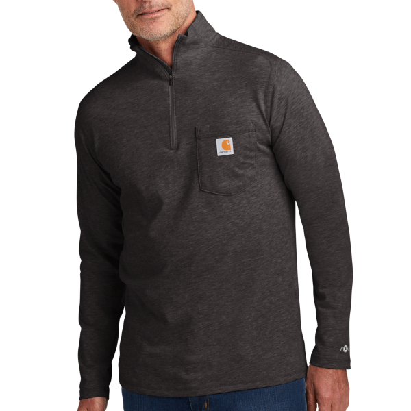 Carhartt Force ® 1/4 Zip Long Sleeve T Shirt, Carbon Heather, Front view