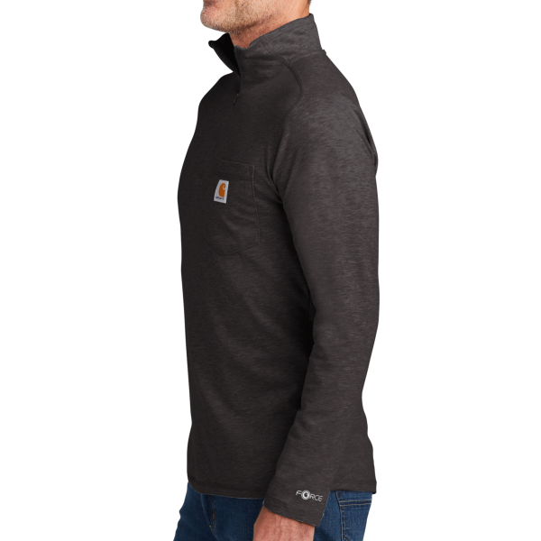 Carhartt Force ® 1/4 Zip Long Sleeve T Shirt, Carbon Heather, Left Sleeve view