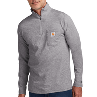 Carhartt Force ® 1/4 Zip Long Sleeve T Shirt, Heather Grey, Front view