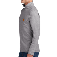 Carhartt Force ® 1/4 Zip Long Sleeve T Shirt, Heather Grey, Left Sleeve view