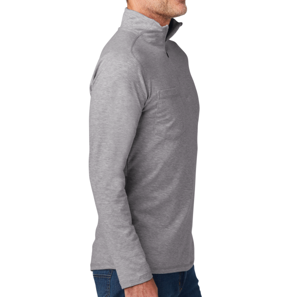 Carhartt Force ® 1/4 Zip Long Sleeve T Shirt, Heather Grey, Right Sleeve view