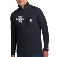 Carhartt Force ® 1/4 Zip Long Sleeve T Shirt, Navy, Front view, Mockup
