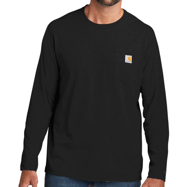 Carhartt Force ® Long Sleeve Pocket T Shirt, Black, Front view