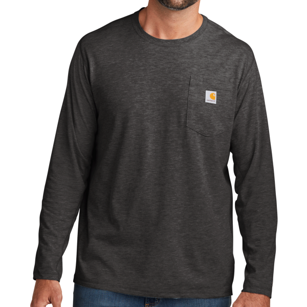 Carhartt Force ® Long Sleeve Pocket T Shirt, Carbon Heather, Front view