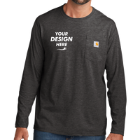 Carhartt Force ® Long Sleeve Pocket T Shirt, Carbon Heather, Front view, Mockup