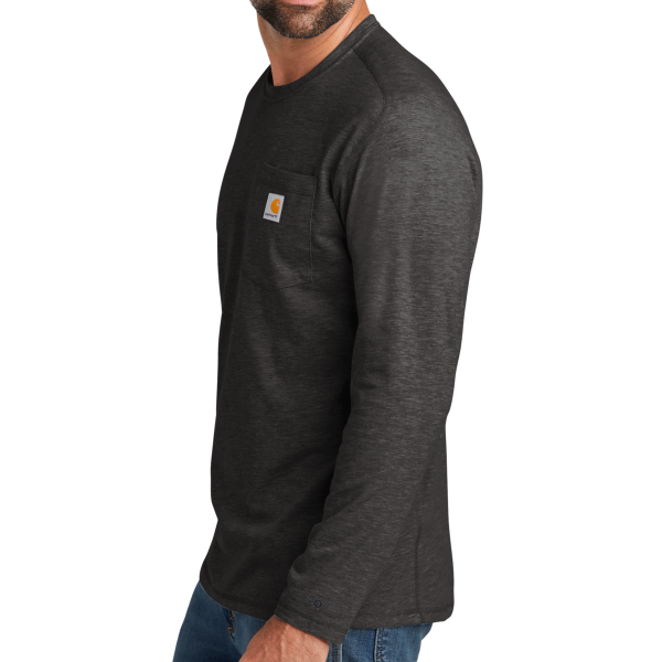 Carhartt Force ® Long Sleeve Pocket T Shirt, Carbon Heather, Left Sleeve view