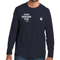 Carhartt Force ® Long Sleeve Pocket T Shirt, Navy, Front view, Mockup