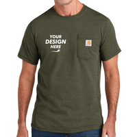 Carhartt Force ® Short Sleeve Pocket T Shirt, Basil Heather, Front view, Mockup