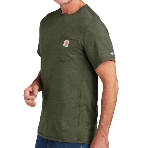 Carhartt Force ® Short Sleeve Pocket T Shirt, Basil Heather, Left Sleeve view