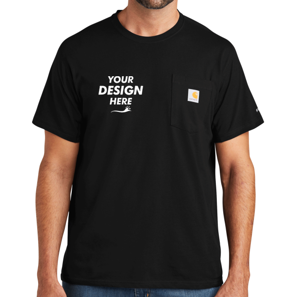 Carhartt Force ® Short Sleeve Pocket T Shirt, Black, Front view, Mockup