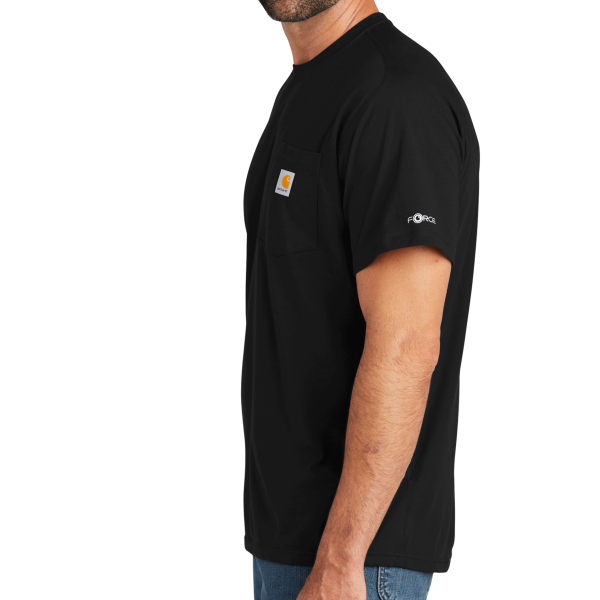 Carhartt Force ® Short Sleeve Pocket T Shirt, Black, Left Sleeve view
