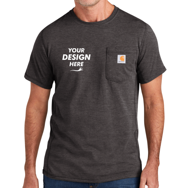 Carhartt Force ® Short Sleeve Pocket T Shirt, Carbon Heather, Front view, Mockup
