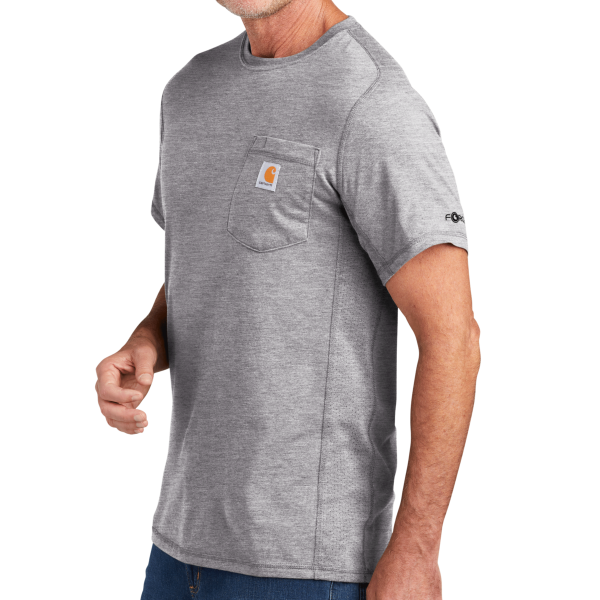 Carhartt Force ® Short Sleeve Pocket T Shirt, Heather Grey, Left Sleeve view