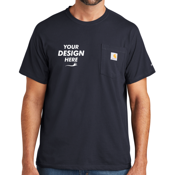 Carhartt Force ® Short Sleeve Pocket T Shirt, Navy, Front view, Mockup