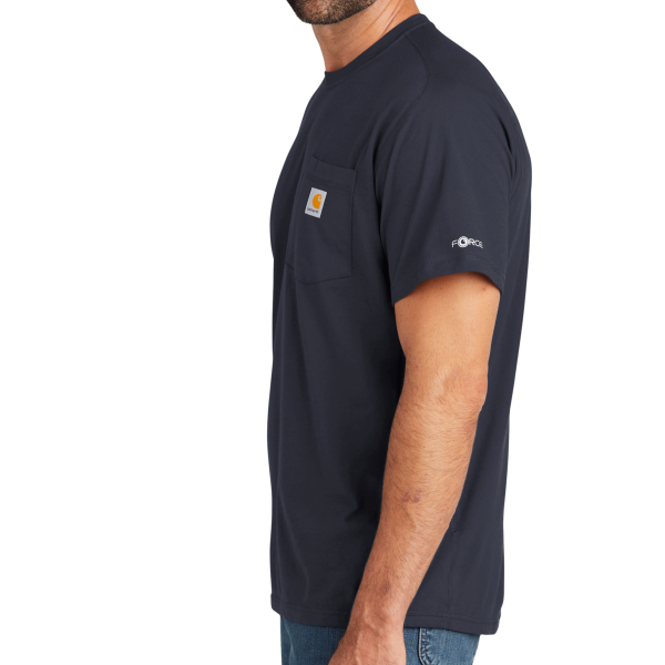 Carhartt Force ® Short Sleeve Pocket T Shirt, Navy, Left Sleeve view