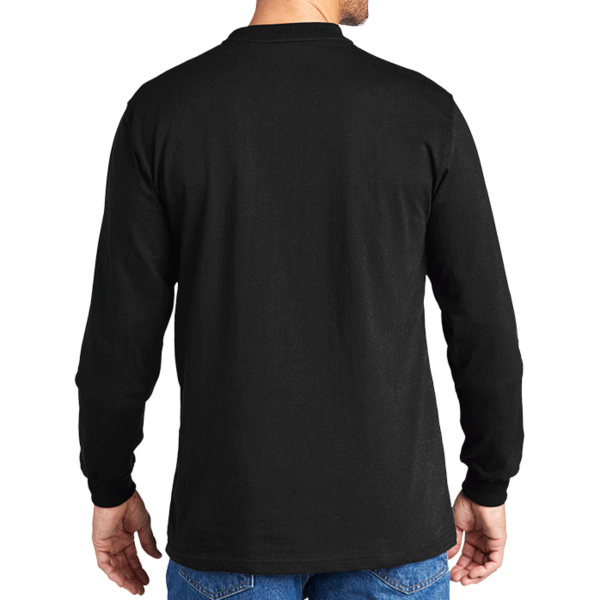 Carhartt Long Sleeve Henley T Shirt, Black, Back view