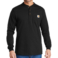 Carhartt Long Sleeve Henley T Shirt, Black, Front view