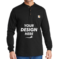 Carhartt Long Sleeve Henley T Shirt, Black, Front view, Mockup