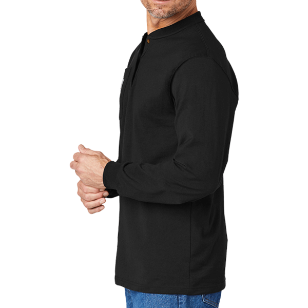 Carhartt Long Sleeve Henley T Shirt, Black, Left Sleeve view