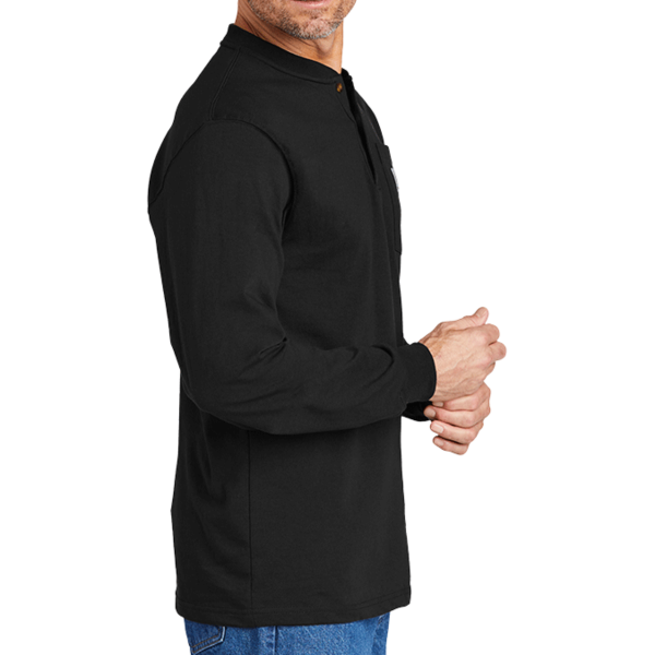 Carhartt Long Sleeve Henley T Shirt, Black, Right Sleeve view