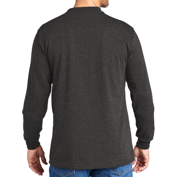 Carhartt Long Sleeve Henley T Shirt, Carbon Heather, Back view