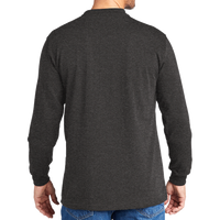 Carhartt Long Sleeve Henley T Shirt, Carbon Heather, Back view