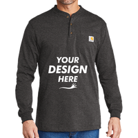 Carhartt Long Sleeve Henley T Shirt, Carbon Heather, Front view, Mockup