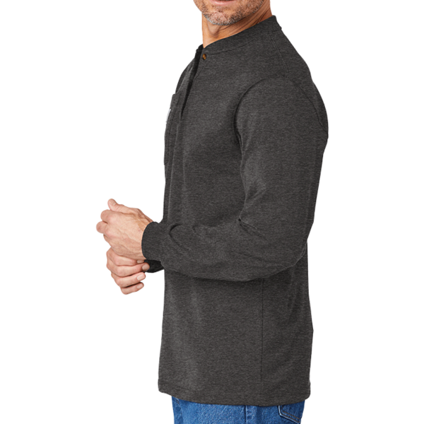Carhartt Long Sleeve Henley T Shirt, Carbon Heather, Left Sleeve view