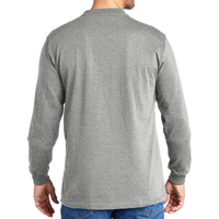 Carhartt Long Sleeve Henley T Shirt, Heather Grey, Back view