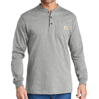 Carhartt Long Sleeve Henley T Shirt, Heather Grey, Front view