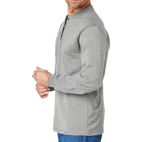 Carhartt Long Sleeve Henley T Shirt, Heather Grey, Left Sleeve view