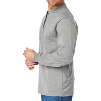 Carhartt Long Sleeve Henley T Shirt, Heather Grey, Left Sleeve view