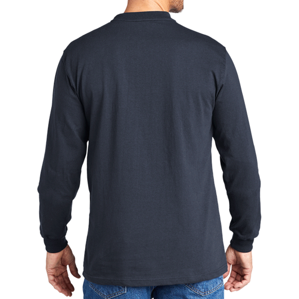 Carhartt Long Sleeve Henley T Shirt, Navy, Back view