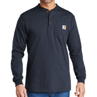 Carhartt Long Sleeve Henley T Shirt, Navy, Front view