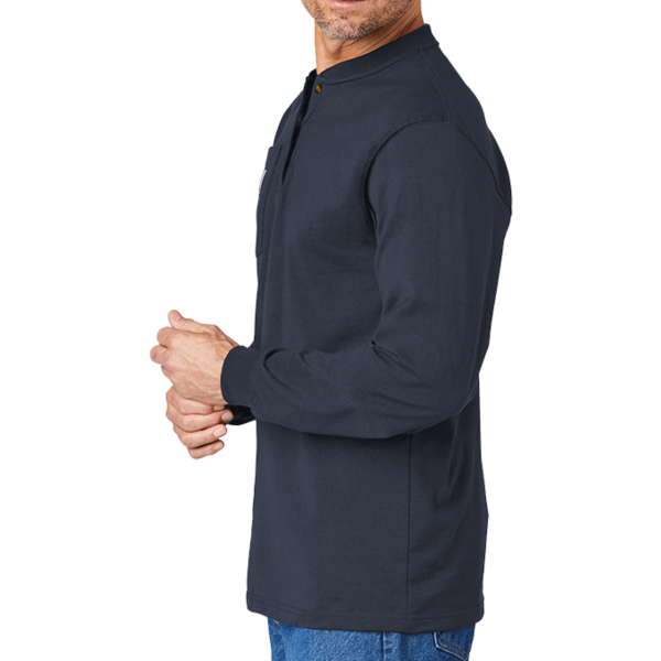 Carhartt Long Sleeve Henley T Shirt, Navy, Left Sleeve view