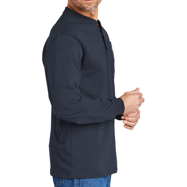 Carhartt Long Sleeve Henley T Shirt, Navy, Right Sleeve view