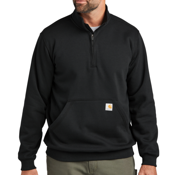 Carhartt Midweight 1/4 Zip Mock Neck Sweatshirt, Black, Front view