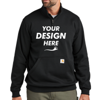 Carhartt Midweight 1/4 Zip Mock Neck Sweatshirt, Black, Front view, Mockup