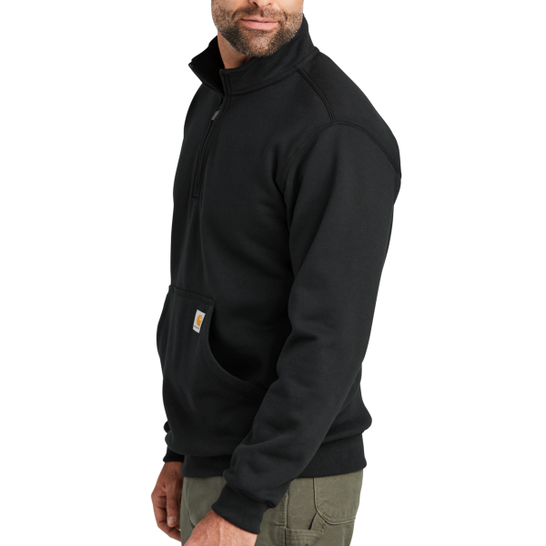 Carhartt Midweight 1/4 Zip Mock Neck Sweatshirt, Black, Left Sleeve view