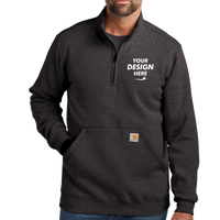 Carhartt Midweight 1/4 Zip Mock Neck Sweatshirt, Carbon Heather, Front view, Mockup