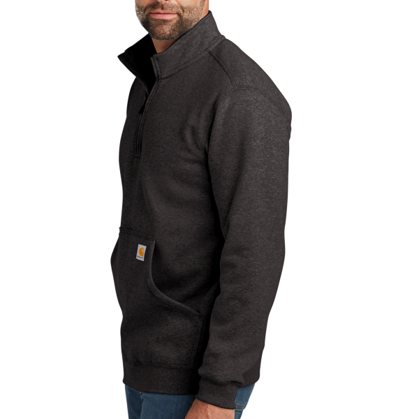 Carhartt Midweight 1/4 Zip Mock Neck Sweatshirt, Carbon Heather, Left Sleeve view