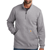 Carhartt Midweight 1/4 Zip Mock Neck Sweatshirt, Heather Grey, Front view