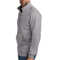 Carhartt Midweight 1/4 Zip Mock Neck Sweatshirt, Heather Grey, Left Sleeve view